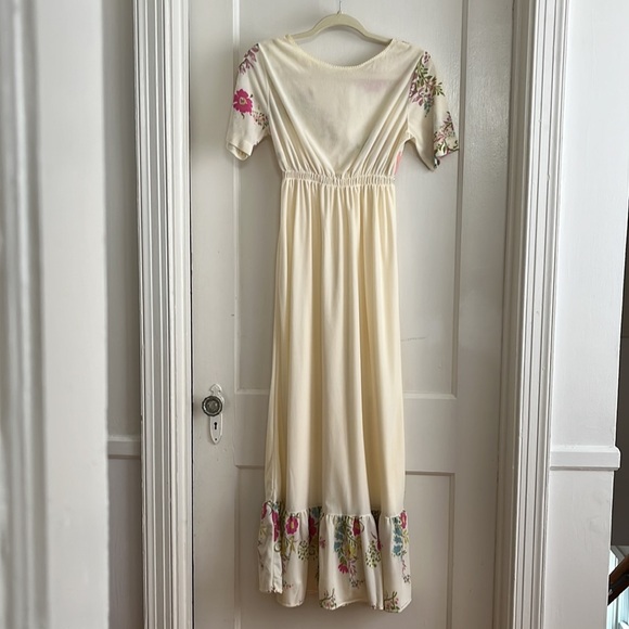 Vintage 70s Sheer Floral Maxi Full Length Boho Dress Nightgown Flower Child - Picture 4 of 13